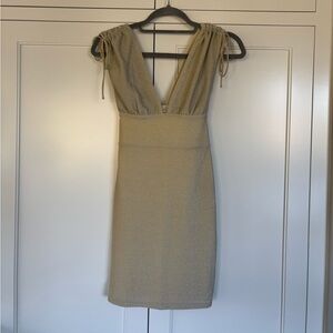 Princess Polly Gold Mini Dress with V-Neck